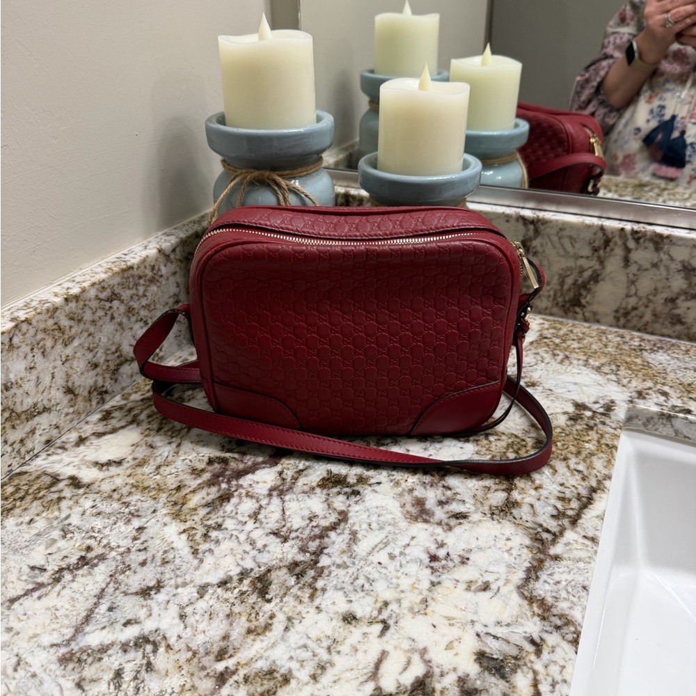 Gucci Crossbody Bree Microguccissima leather crossbody bag in red- Gently Used